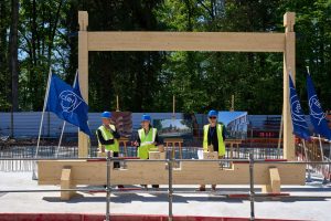First Timber Beam Ceremony Marks Key Milestone for CERN’s Building 777